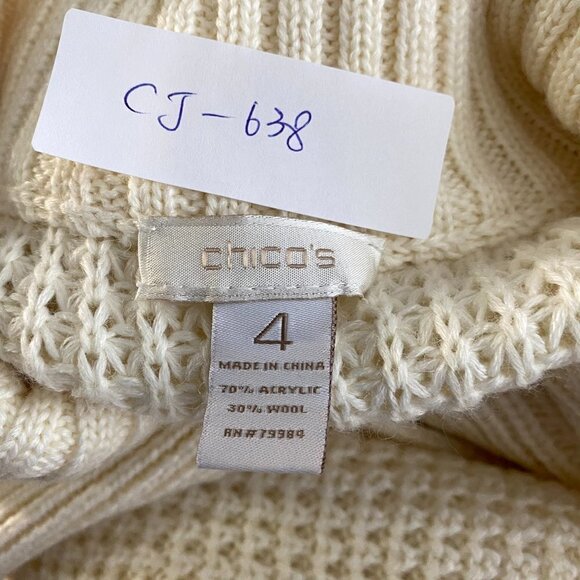 Chico's Cardigan Sweater Acrylic Wool Ivory Cream Women's Size 4‎ - Picture 2 of 6